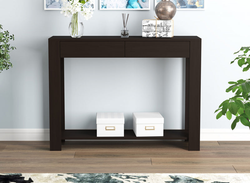 Console de 40 po avec 2 tiroirs et tablette - cappuccino 