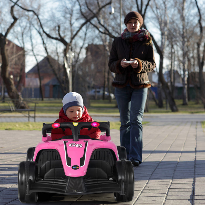 Costway 12v Enfants Rouler Sur La Voiture Electrique Camion De Course Telecommande W / Mp3 & Lumieres Rose