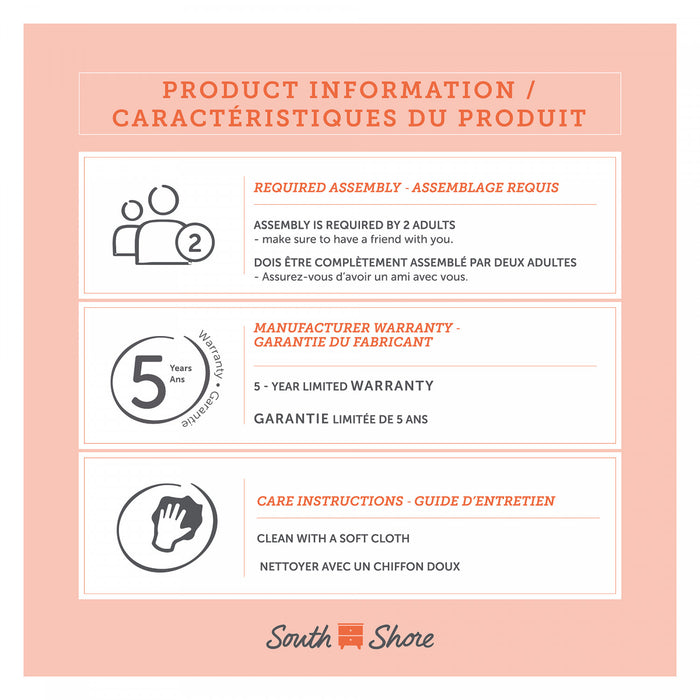Step One Lit plateforme avec moulures Noir solide, de Meubles South Shore