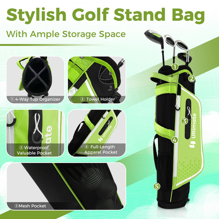 Ultimate Kids Golf Practice Set Junior Complete Golf Club Set Pour Enfants Ages De 8 A 10 Ans Vert