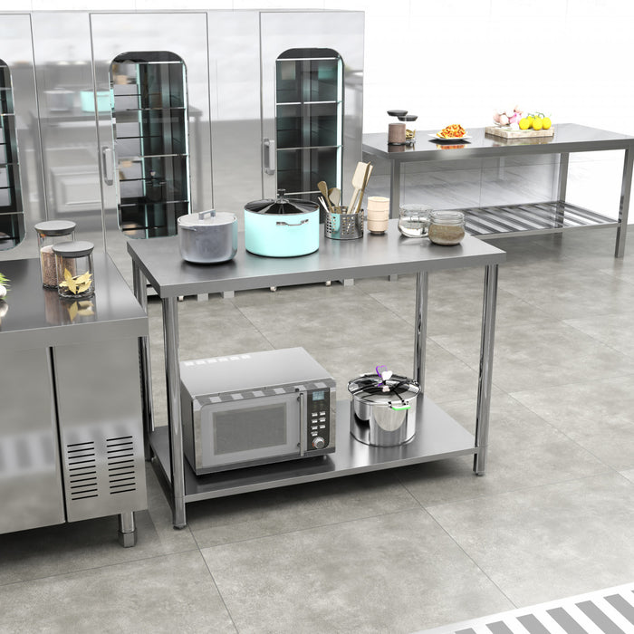 Homcom Table De Preparation En Acier Inoxydable, Table D'etabli Robuste