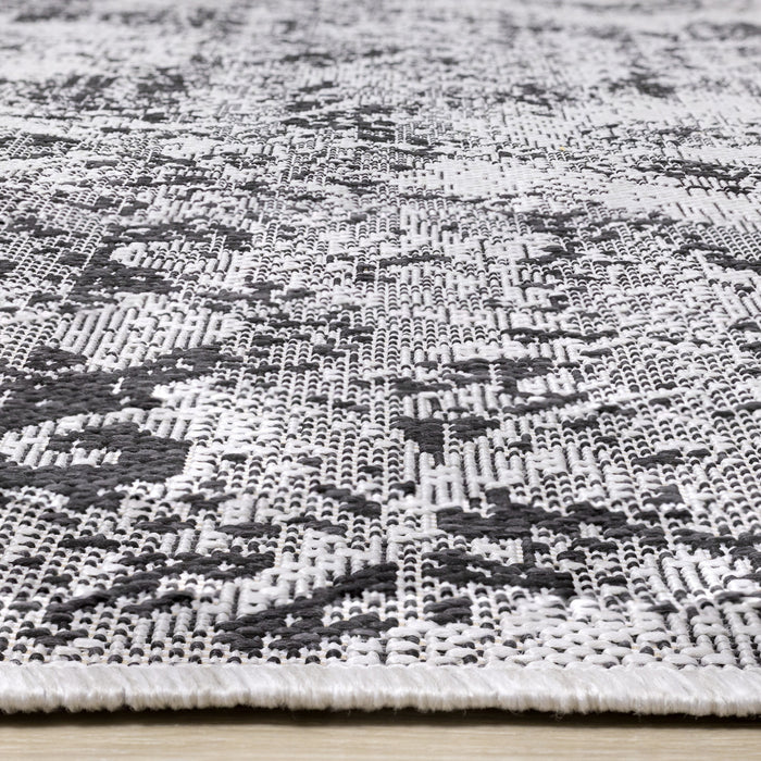 Carpette Jackson à motif damassé vieilli pour l'intérieur et l'extérieur - 5 pi 3 po x 7 pi 7 po