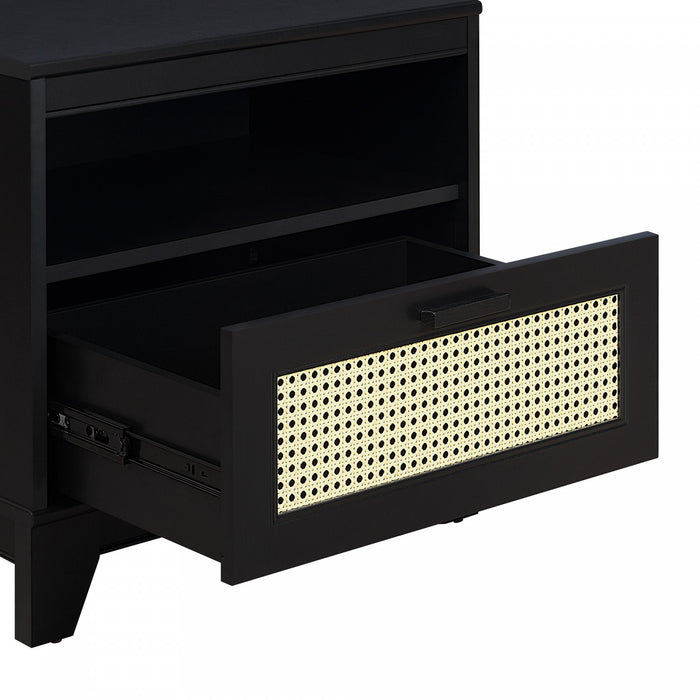 Table de nuit Sheridan style milieu du siecle 56 cm en noir (1 tiroir) - Lot de 2