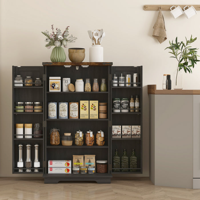 HOMCOM Armoire garde-manger de cuisine avec etageres reglables, Noir