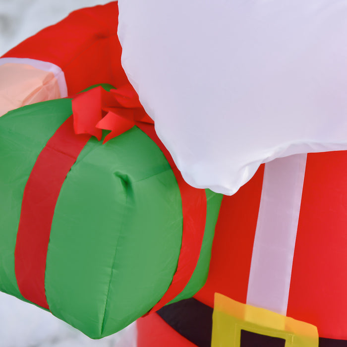 Homcom Pere Noel Gonflable Illumine Exterieur De 1,2 M Avec Boite-cadeau