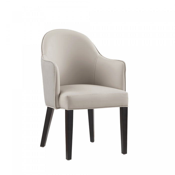 Fauteuil Hillman Moderne en Bois, Similicuir et Velours, Gris Clair