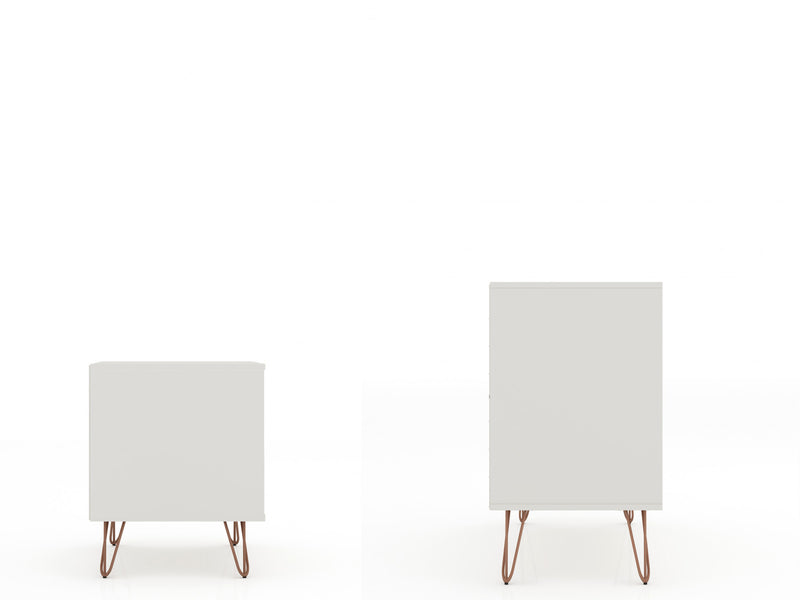 Ensemble de commodes 2 pieces Rockefeller style milieu du siecle en blanc casse