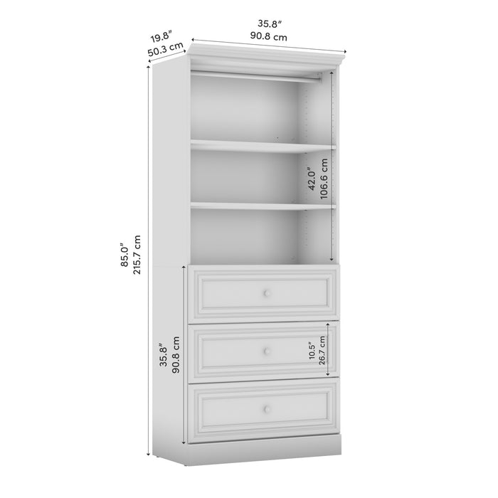 Organisateur de garde-robe Versatile de Bestar de 36 po (L) avec tiroirs - blanc
