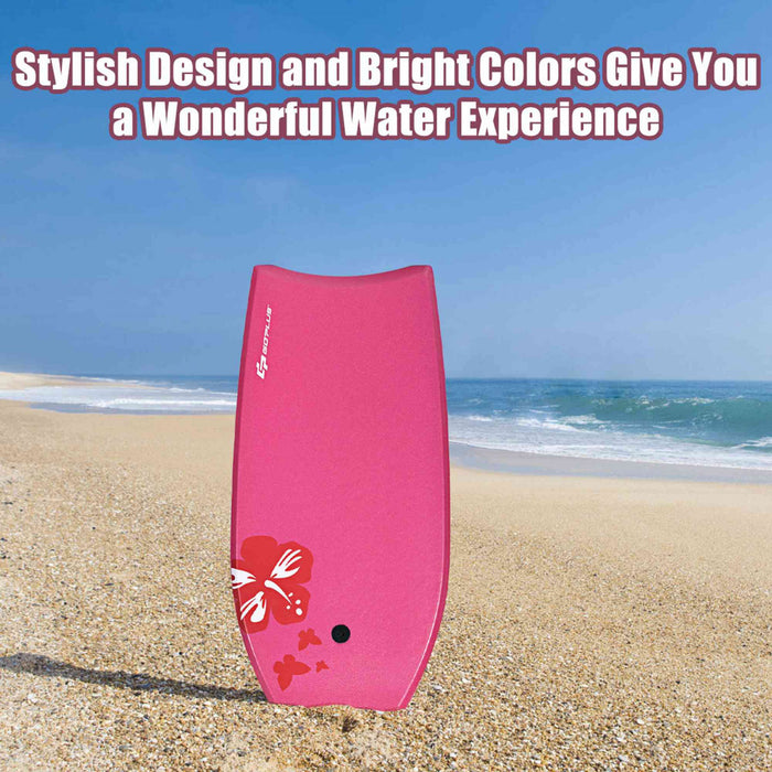 Goplus 41'' Super Leger Bodyboard Surfing W/leash Eps Core Embarque Ixpe Rose
