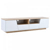 Lumina 64.9 Inch TV Cabinet with LED Lights and High-Gloss Finish, White/Wood | Lumina Meuble TV 64.9 po avec Lumieres LED et Finition Haute Brillance, Blanc/Bois