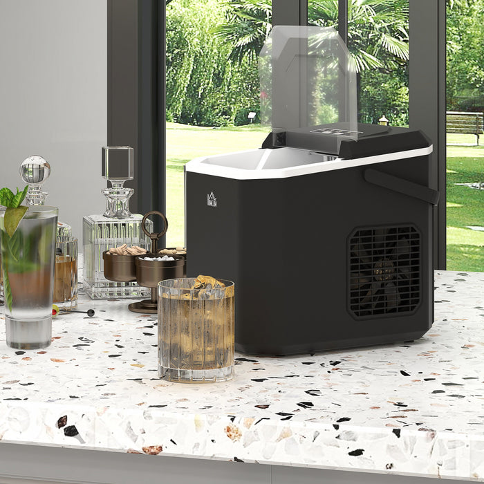 HOMCOM Machine a glacons avec panier 26 lb/24 hr, 2 tailles de glace, noir