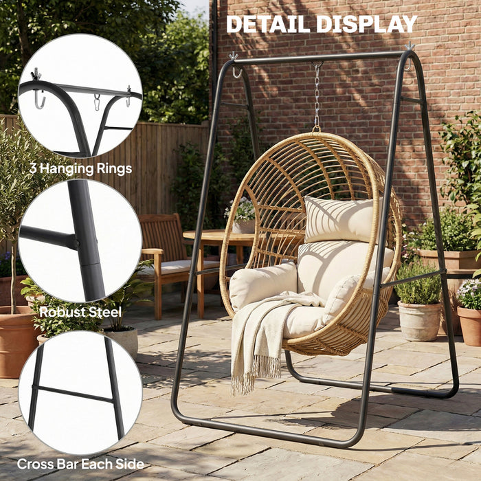 Outsunny Support de Chaise Hamac Suspendue, Charge Max 150 kg, Noir