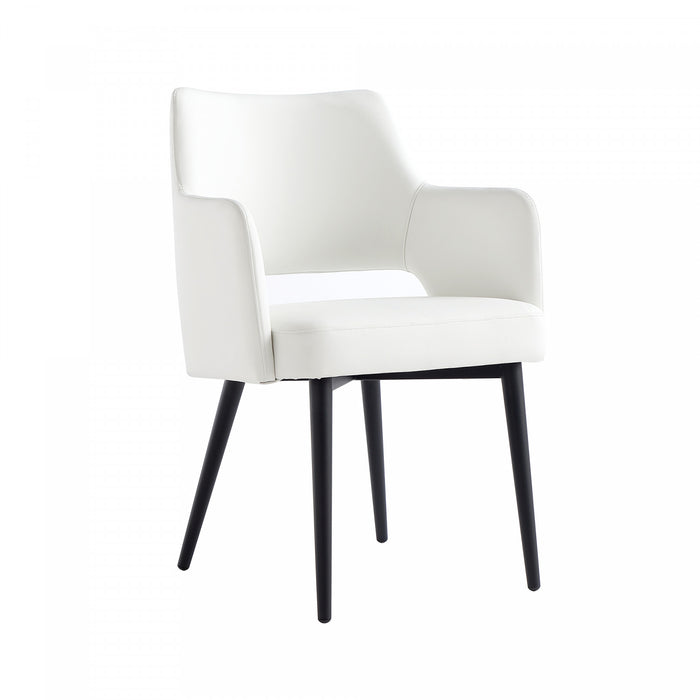 Fauteuil moderne Tremont en metal et cuir vegetalien blanc
