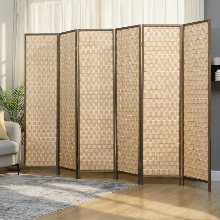 HOMCOM Ecran de Confidentialite 6 Panneaux, Paravent de 6pi, Marron