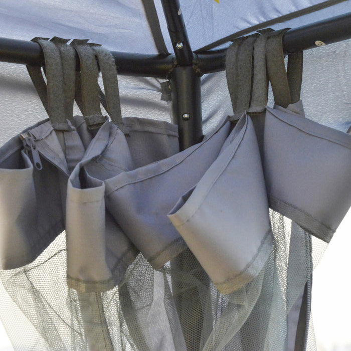 Outsunny Pavillon De Jardin Tonnelle Barnum Style Colonial Double Toit Toiles Moustiquaires Amovibles Zippees Gris