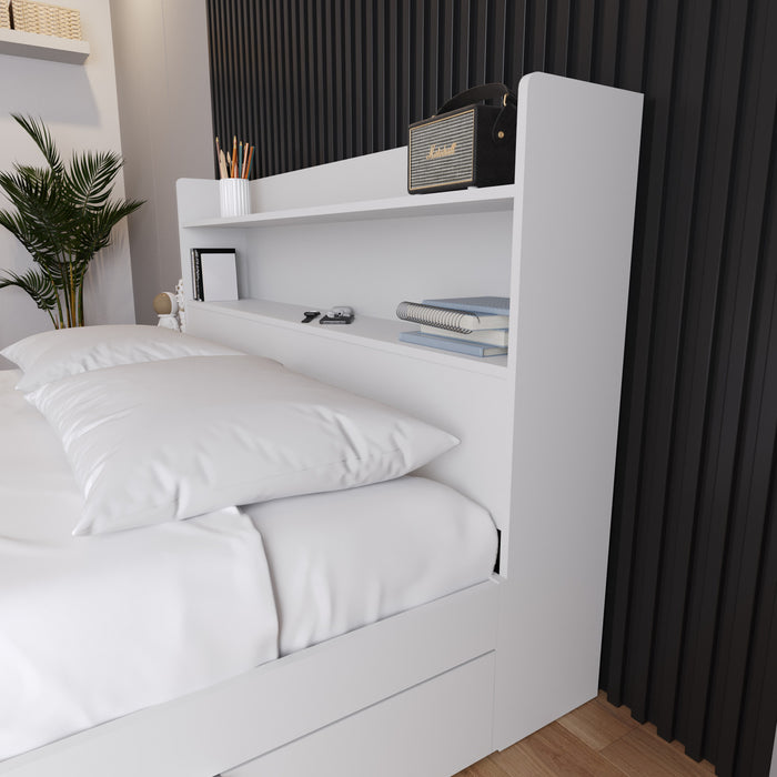 Tête de lit bibliothèque Hunter Nordika - blanche