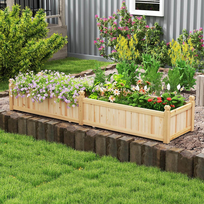 Costway En Bois Souleve Lit De Jardin Exterieur Rectangulaire Planter Boite Whth Trous De Drainage, Naturel