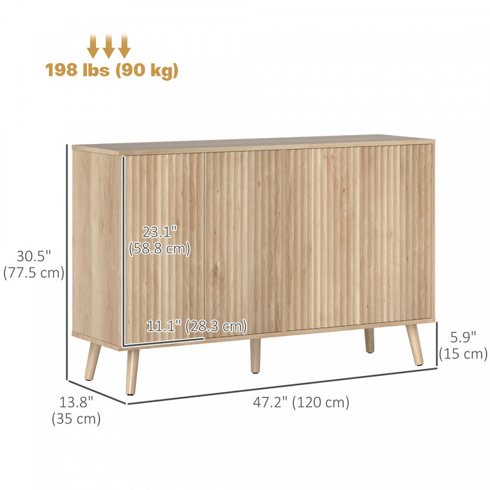HOMCOM Buffet moderne cannele avec etageres reglables en chene