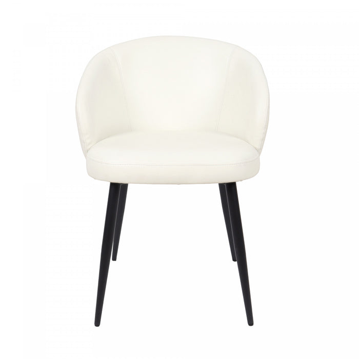Chaise laterale moderne contemporaine Looma en cuir vegetalien et metal, ivoire - Lot de 2