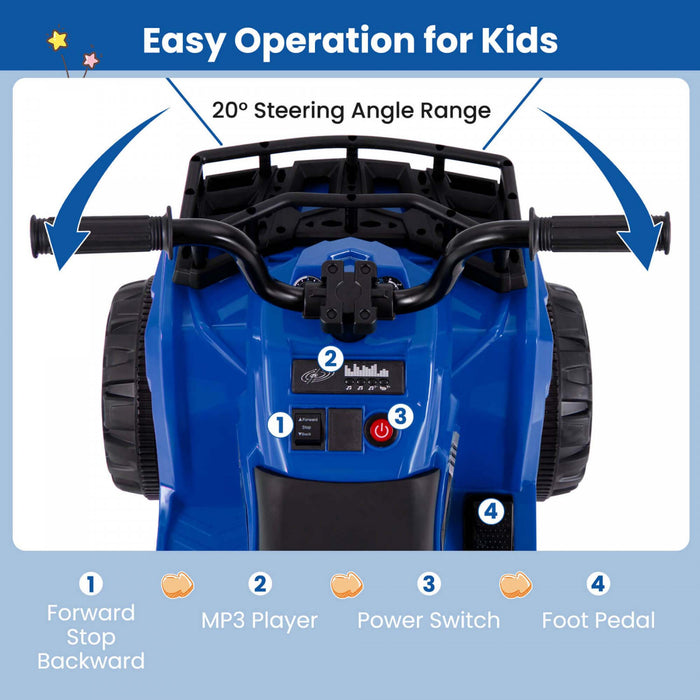 Costway Kids Ride Sur Atv Electrique 6v 4 Roues Quad Car Avec Un Bouton De Demarrage Pneus De Bande De Roulement Marine