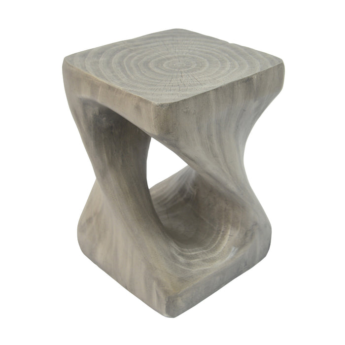 Table d'appoint moderne sablier torsade Miro 16 pouces MGO, table laterale interieure imitation bois, gris