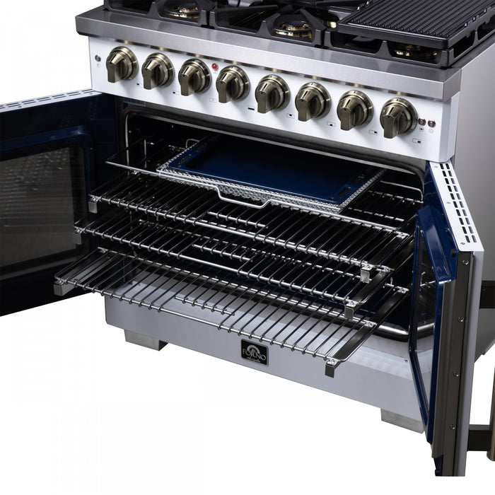 Cuisiniere a double combustible Capriasca de 36 po, blanche, 5.36 pi³ – FFSGS6387-36BLK