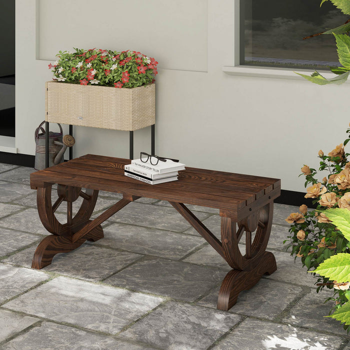 Banc D'exterieur En Bois Rustique Outsunny, Banc De Jardin Pour 2 Personnes, Brun