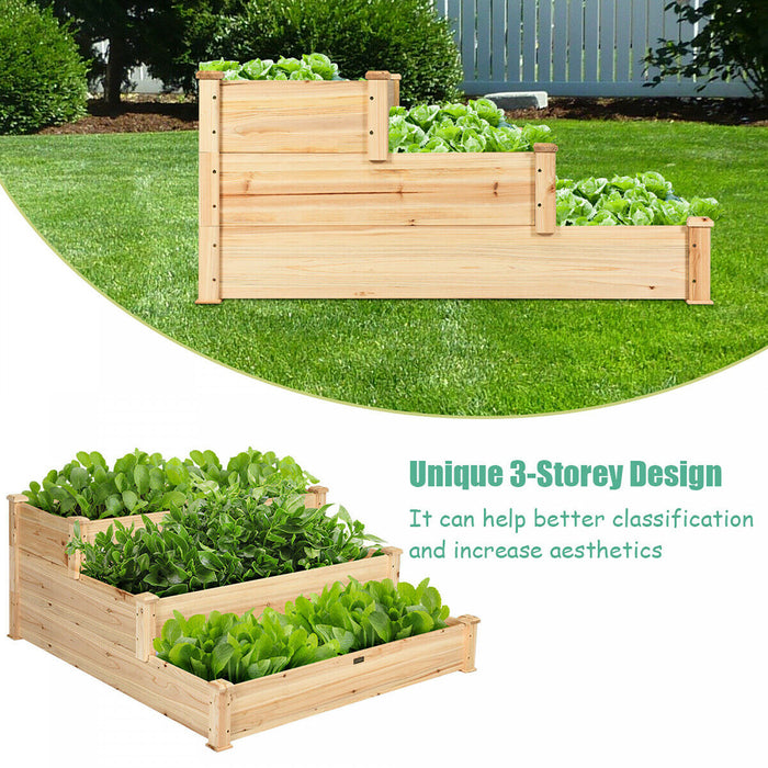 Costway – Potager Sureleve En Bois A 3 Etages Pour Jardinage Exterieur
