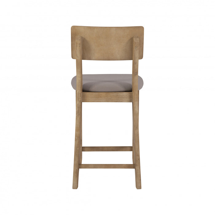 Tabouret Jorissen de hauteur comptoir en tissu d’apparence lin - gris