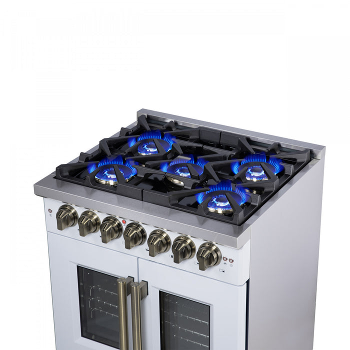 Cuisiniere a double combustible Capriasca 30 po, blanche, 4.32 pi³ – FFSGS6387-30WHT