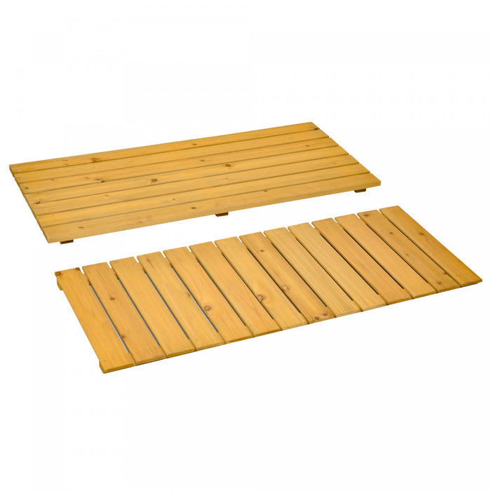Outsunny Banc D'exterieur En Bois A 2 Places Avec Boite De Rangement