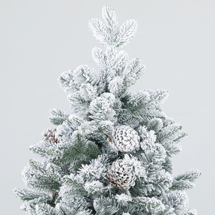 Homcom Arbre De Noel Artificiel De 6pi Avec Pointes Floquees, Pommes De Pin