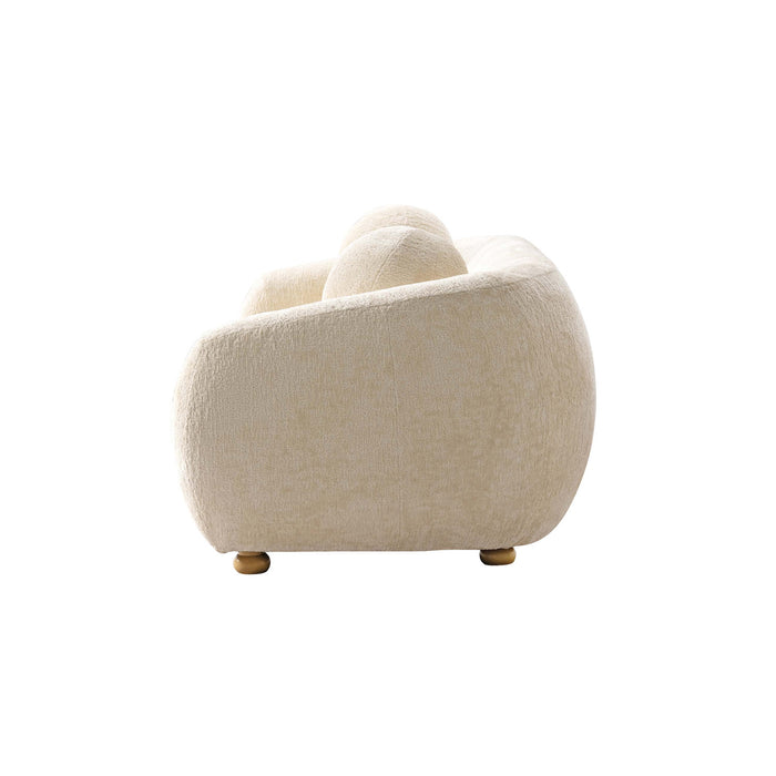 Canape Tribeca style mid-century 86\" en chenille creme