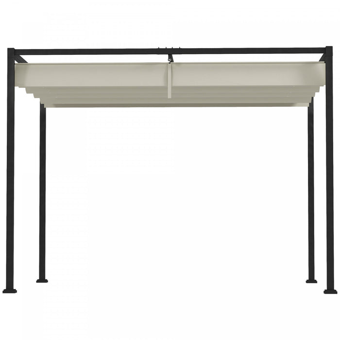 Outsunny Pergola De Patio 10' X 7' Avec Auvent Retractable, Blanc Creme