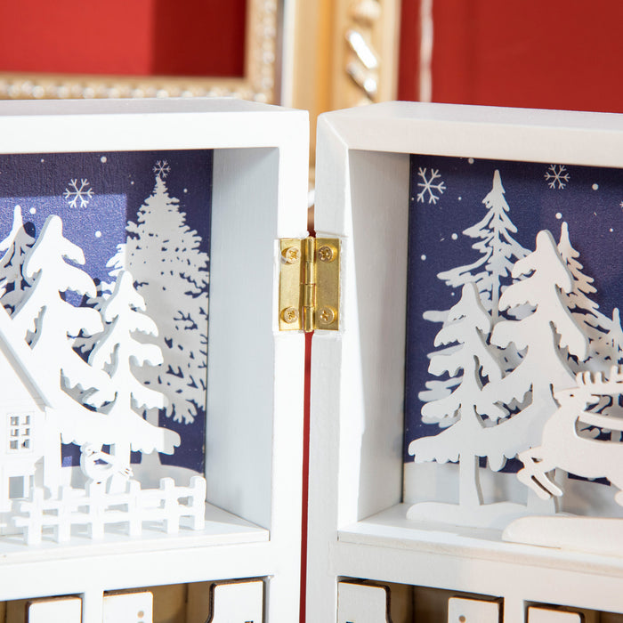 Homcom Calendrier De L'avent De Noel En Bois De 24 Jours