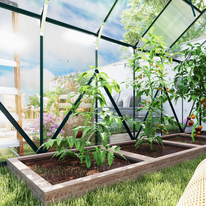 Outsunny Serre de Jardin en Polycarbonate avec Toit Reglable, Transparent