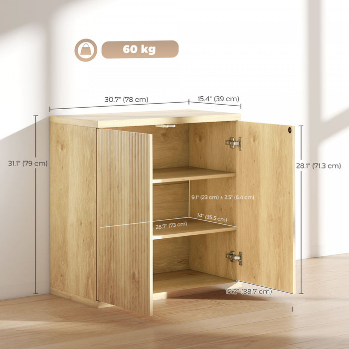 HOMCOM Buffet, meuble de cuisine avec portes a fermeture douce, chene