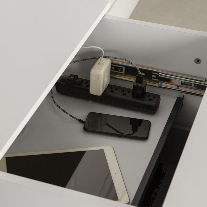 Vito Table De Nuit Avec Station De Chargement - Blanc Solide