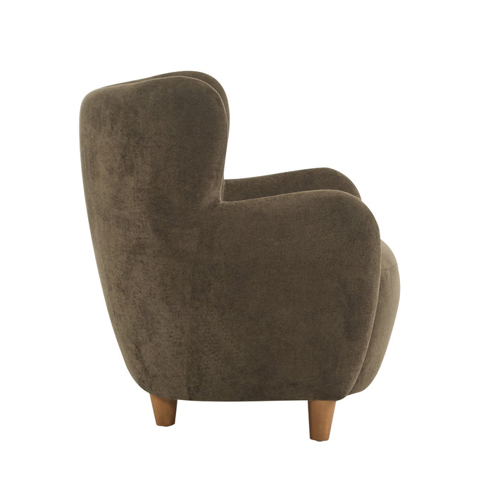 Sophia Fauteuil confortable rembourre avec dossier a oreilles, marron fonce