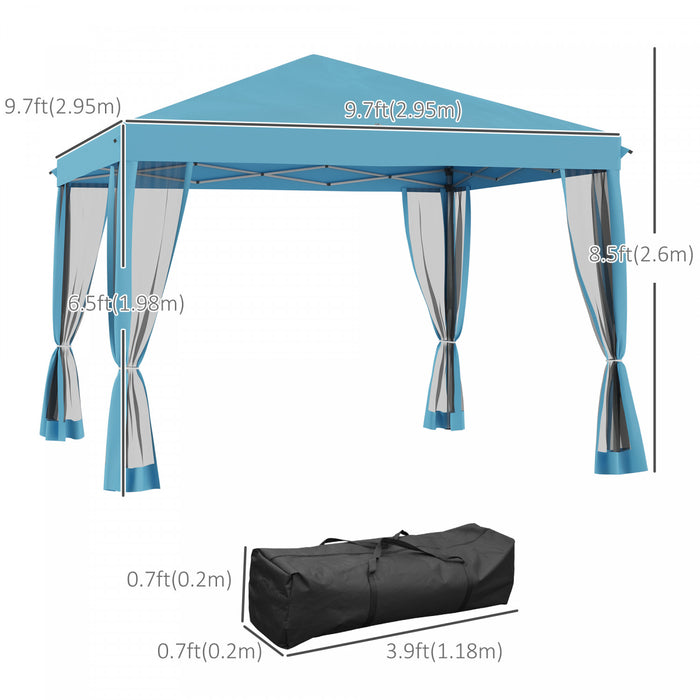 Outsunny Auvent 10' X 10' Avec 4 Parois Laterales Amovibles, Bleu Clair