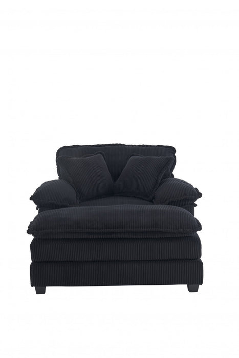 Liam Canape d'interieur moderne en velours cotele 46,9\" avec 2 coussins moelleux, Noir