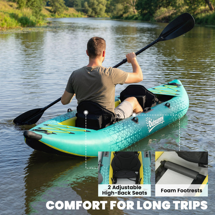 Outsunny Kayak Gonflable pour Adultes, Jaune et Gris