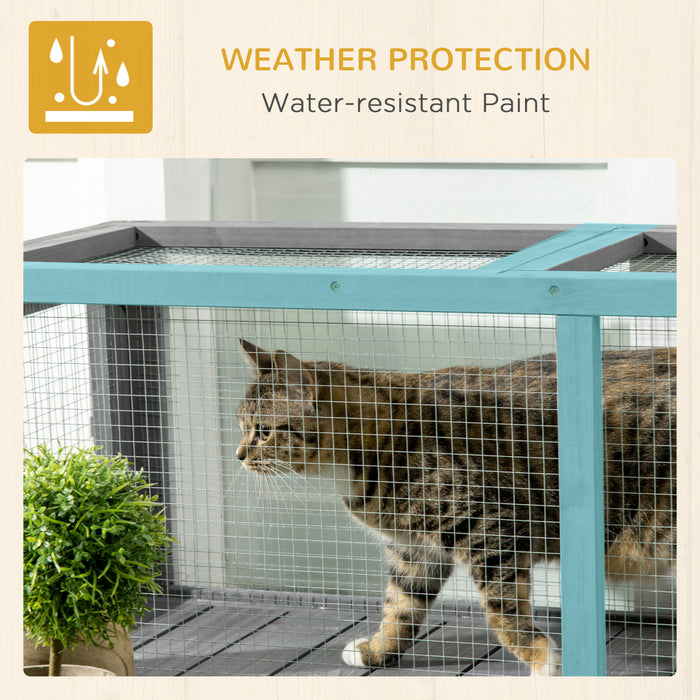Pawhut Tunnel Pour Chat De 59\" Avec Design Extensible, Tunnel En Bois Pour Chat Avec Protection Contre Les Intemperies, Connexion A L'interieur Et A L'exterieur Pour Patios, Balcons
