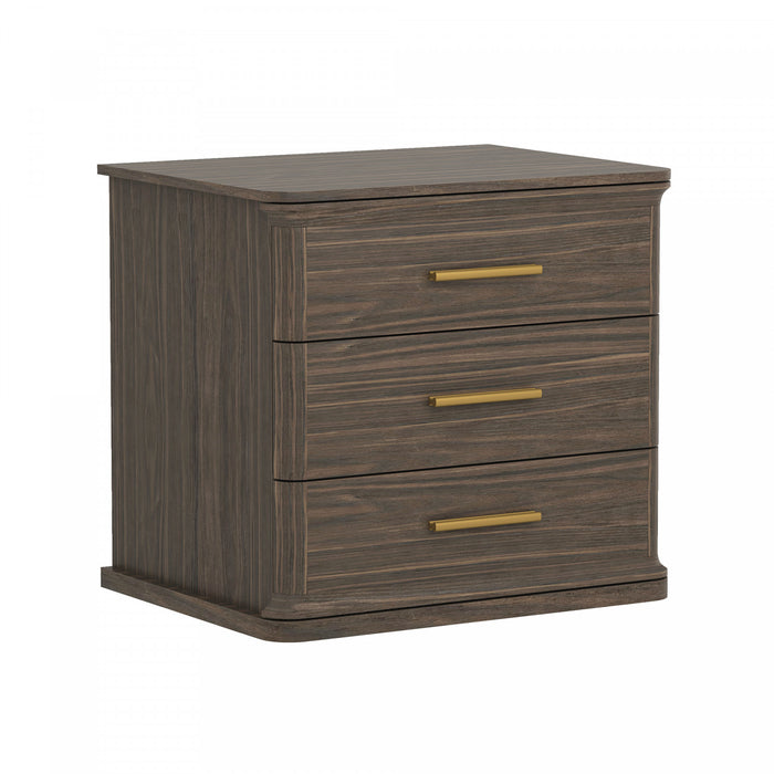 Table de nuit traditionnelle Clifford en noyer (3 tiroirs)