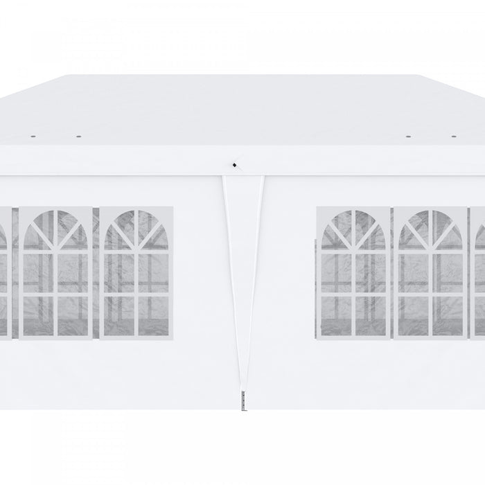 Outsunny 10x20pi Tente Exterieure Facile Pliable Gazebo Tente De Fete Auvent Abri De Jardin Abri, Blanc