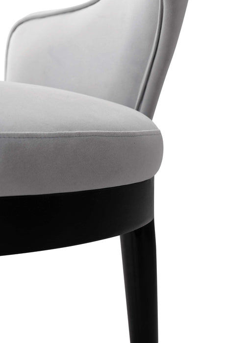 Fauteuil Carrington Moderne Glam en Velours Rembourre Gris Clair - Lot de 2
