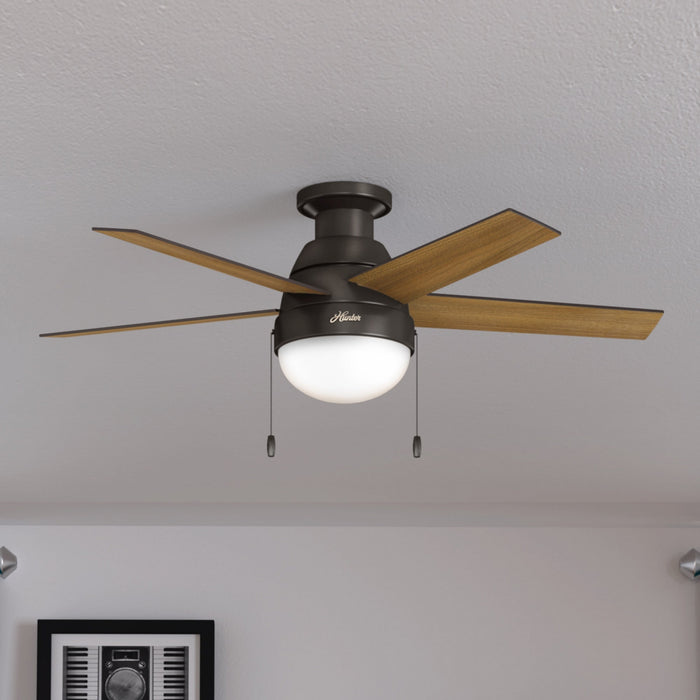 Ventilateur de plafond à profil bas Anslee avec luminaire - Bronze