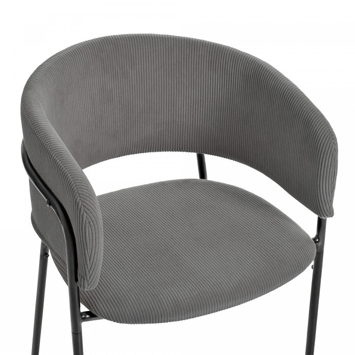 Ethan Ensemble de 4 chaises d’appoint modernes avec assise en velours cotele, pieds inclines et pieds reglables, gris