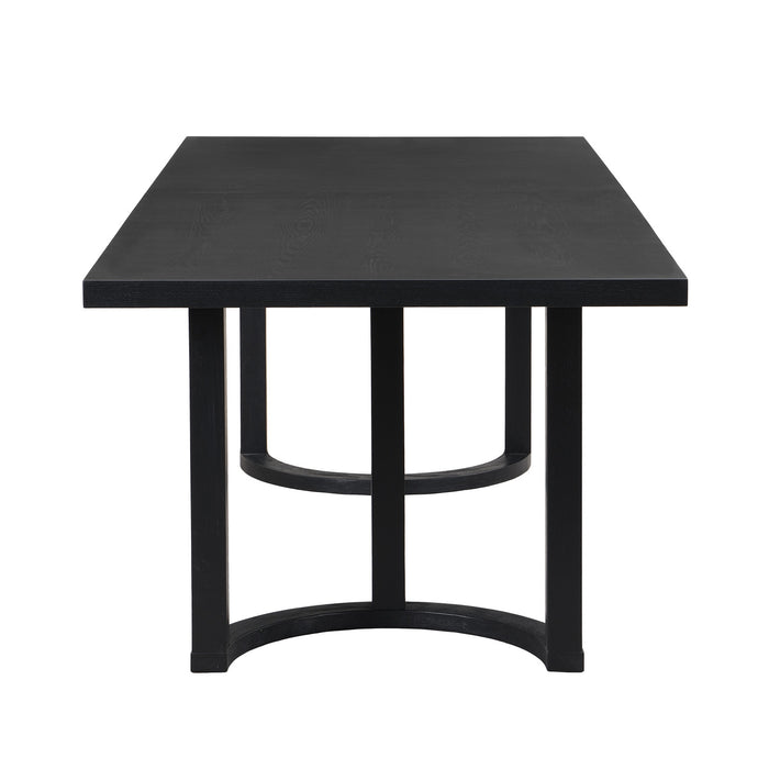 Table À Manger Ethan Avec Base En U, Bois Massif Et MDF, 95 Po De Large - Noir