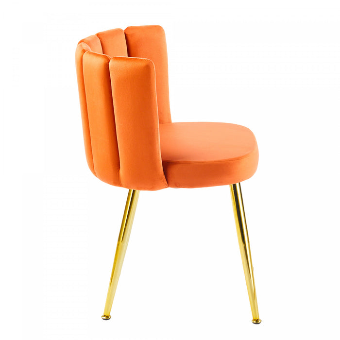 Lot de 2 chaises de salle a manger Lila en velours, couleur orange